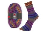 Furka, stretch sock wool, Golden socks, Pro Lana, golden socks purple, orange